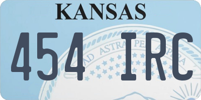 KS license plate 454IRC
