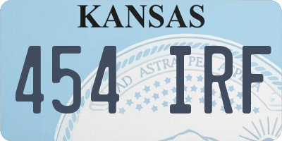 KS license plate 454IRF