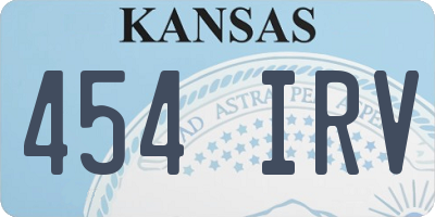 KS license plate 454IRV