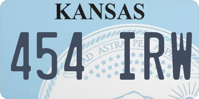 KS license plate 454IRW
