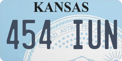 KS license plate 454IUN
