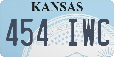 KS license plate 454IWC