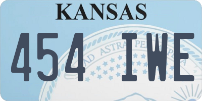 KS license plate 454IWE