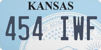 KS license plate 454IWF