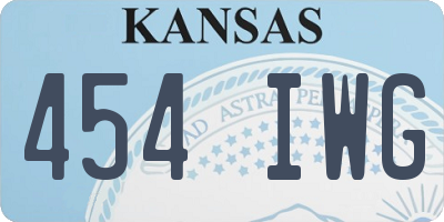 KS license plate 454IWG