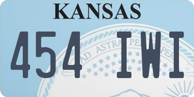 KS license plate 454IWI