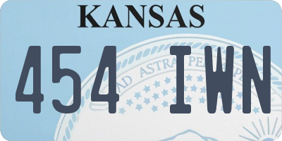 KS license plate 454IWN