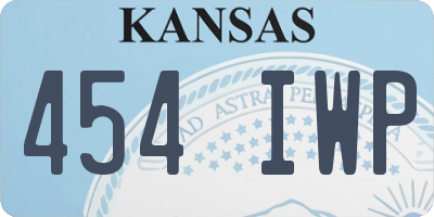 KS license plate 454IWP
