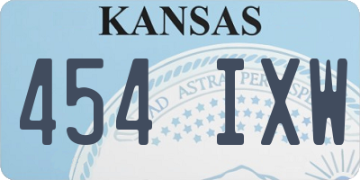 KS license plate 454IXW