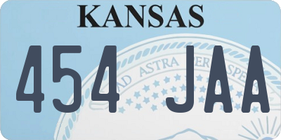 KS license plate 454JAA