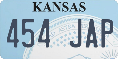 KS license plate 454JAP