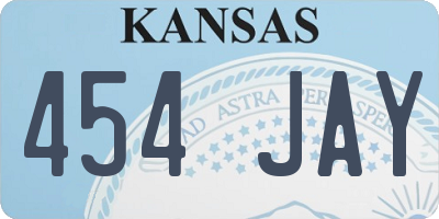 KS license plate 454JAY
