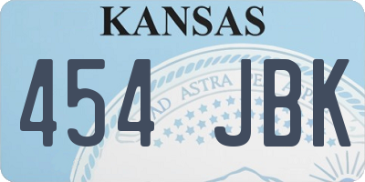 KS license plate 454JBK
