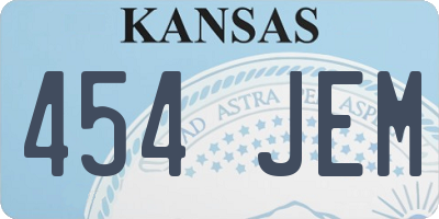 KS license plate 454JEM