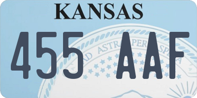 KS license plate 455AAF