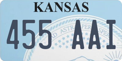 KS license plate 455AAI