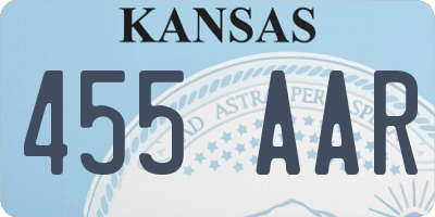 KS license plate 455AAR