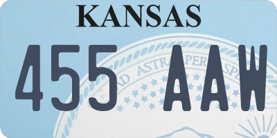 KS license plate 455AAW