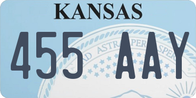 KS license plate 455AAY