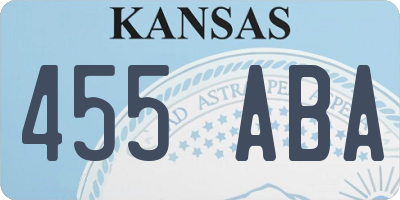 KS license plate 455ABA