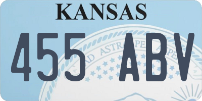 KS license plate 455ABV