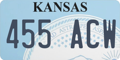 KS license plate 455ACW