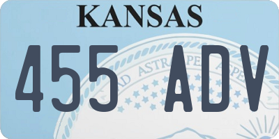 KS license plate 455ADV