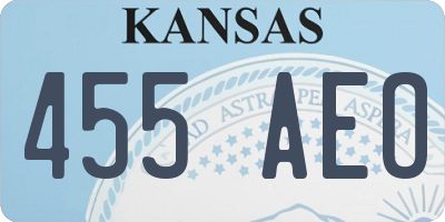 KS license plate 455AEO