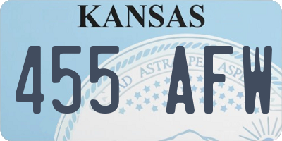 KS license plate 455AFW