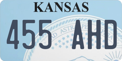 KS license plate 455AHD