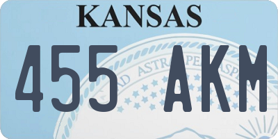 KS license plate 455AKM