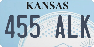 KS license plate 455ALK