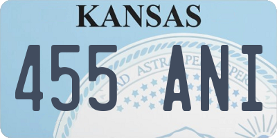 KS license plate 455ANI