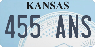 KS license plate 455ANS