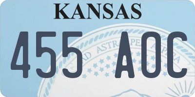 KS license plate 455AOC