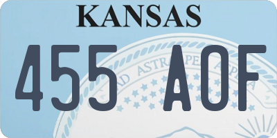 KS license plate 455AOF