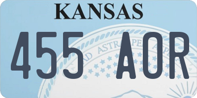 KS license plate 455AOR