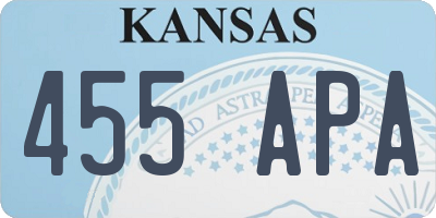 KS license plate 455APA