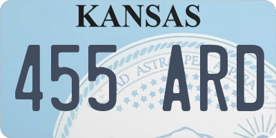 KS license plate 455ARD