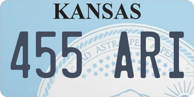 KS license plate 455ARI