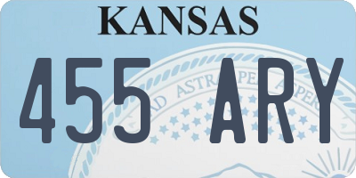 KS license plate 455ARY