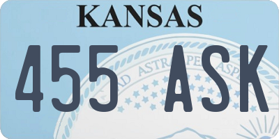 KS license plate 455ASK