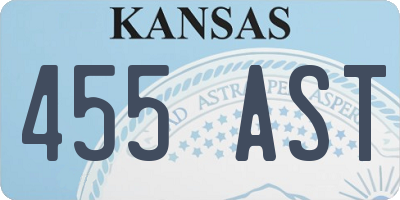 KS license plate 455AST