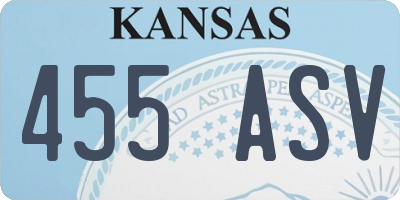 KS license plate 455ASV