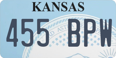 KS license plate 455BPW