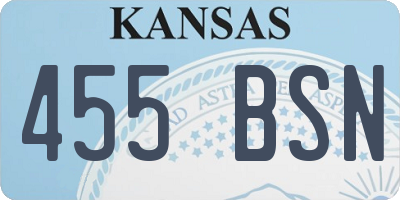 KS license plate 455BSN