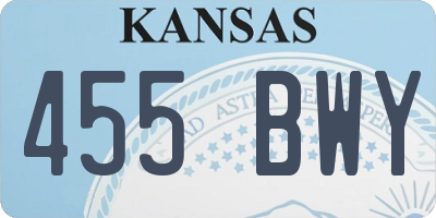 KS license plate 455BWY