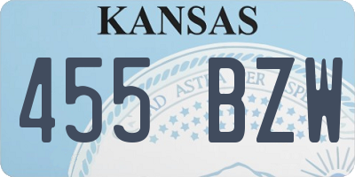 KS license plate 455BZW