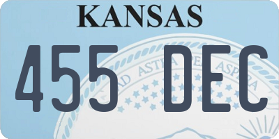 KS license plate 455DEC