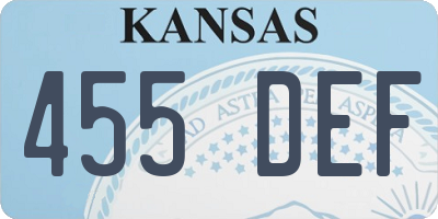 KS license plate 455DEF